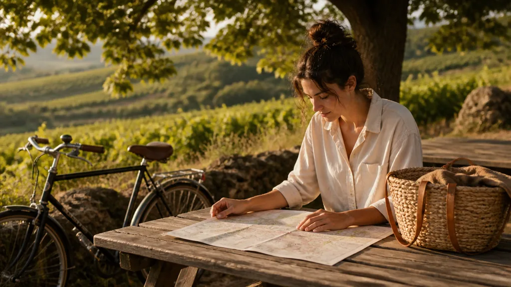 Bureau avec ordinateur affichant la page de contact d'un camping, téléphone et dépliants