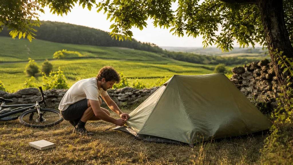 Ordinateur portable affichant un site de camping avec une option de langue incorrecte