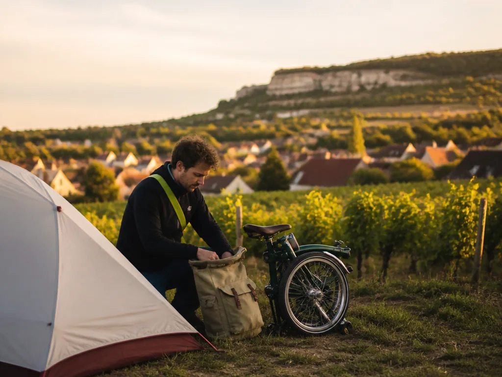Des vacanciers à vélo découvrent un caveau viticole au milieu des vignes